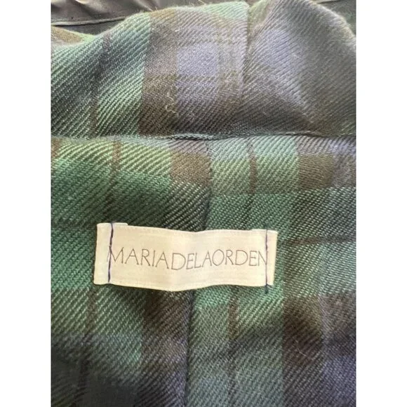 Maria de la Orden Plaid Lined Rain Coat in Navy